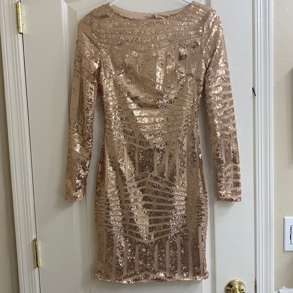 Pink Lily Boutique Long Sleeve Sequin Dress